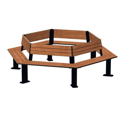 BANC CIRCULAIRE LAMES HPL AVEC DOSSIER BUTON MADRID