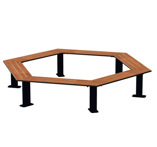 BANC CIRCULAIRE LAMES HPL AVEC DOSSIER BUTON MADRID – Image 3