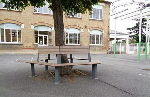BANC CIRCULAIRE LAMES HPL AVEC DOSSIER BUTON MADRID – Image 4