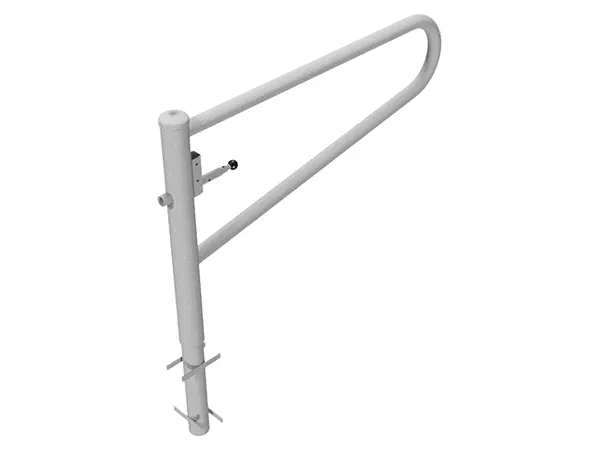Vue en perspective 3/4 de la barrière pivotante SCHAKE avec verrouillage par serrure profilée à pistons